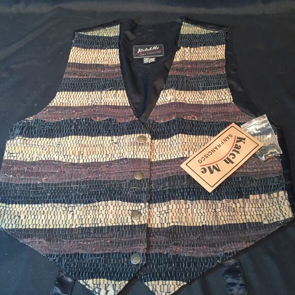 Katch Me BoHo Cowboy Western NWT Retro Suede Leather Weave Rancher Ranch Vest SF - Picture 5 of 8